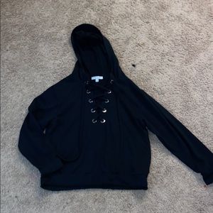Active USA black string tie up hoodie sweater